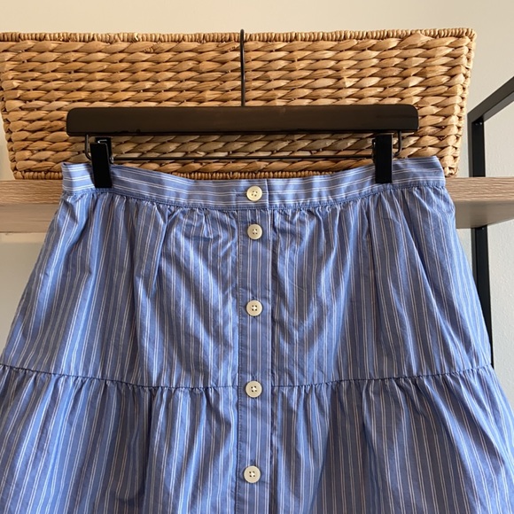 NWT Madewell Bistro Stripe Button Placket Skirt, L - Picture 3 of 10